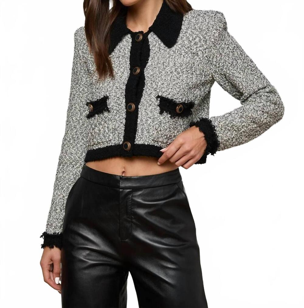 NEW L'AGENCE arielle knit jacket in black